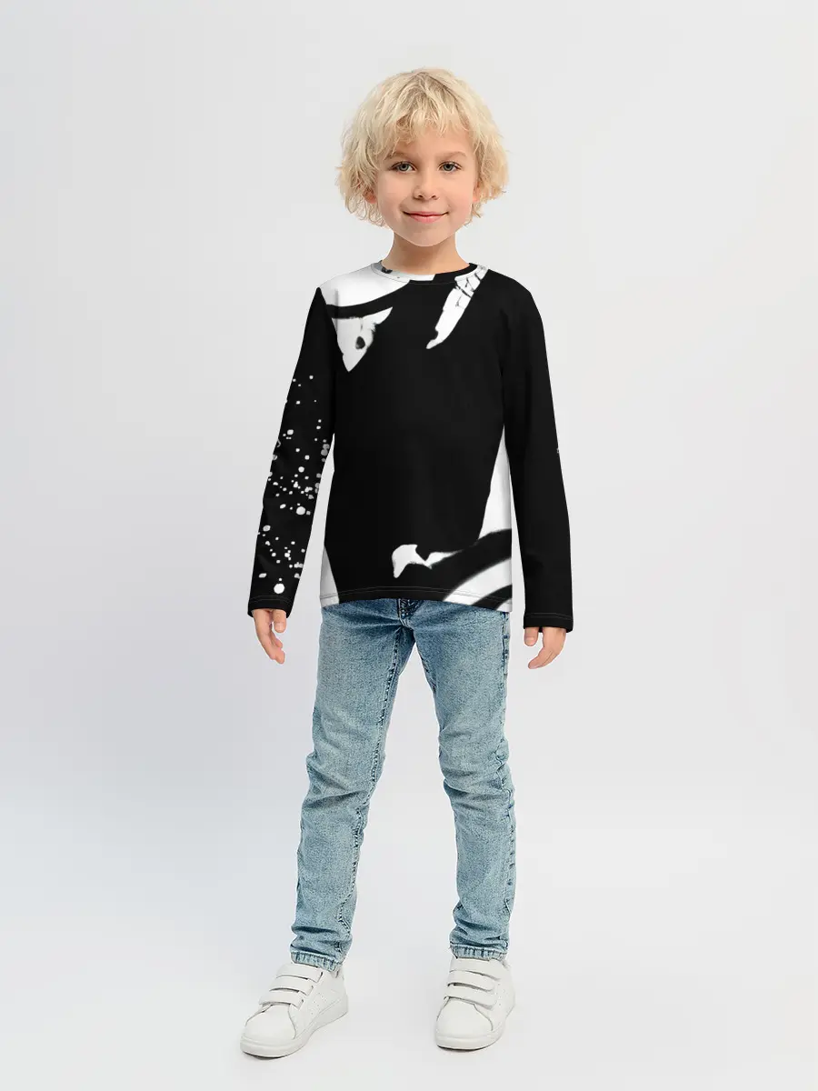 Детский лонгслив / Надпись на спине, каллиграфия