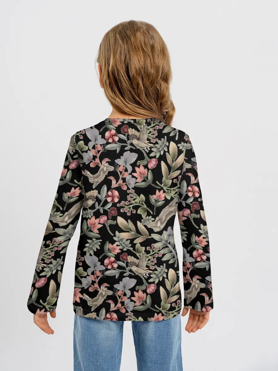 Детский лонгслив / Кролик и Синичка