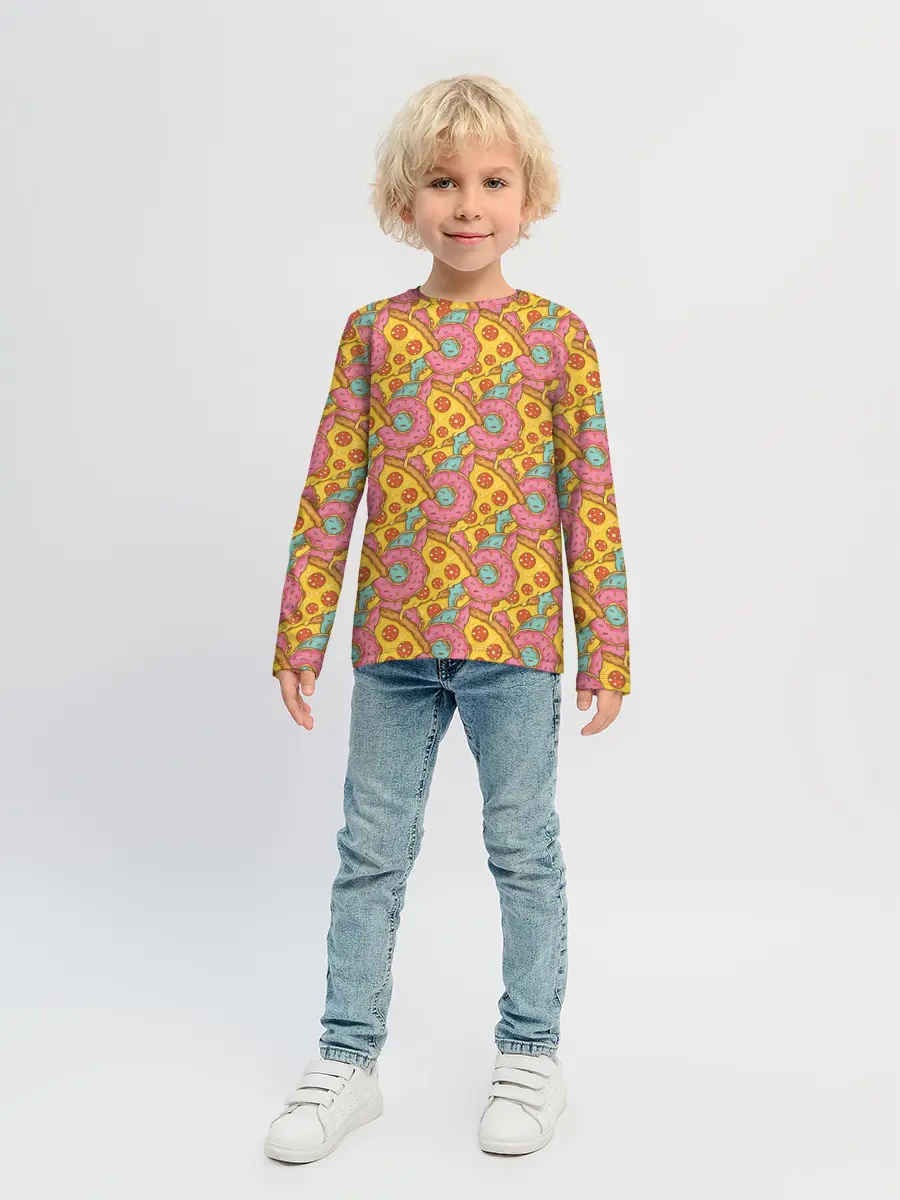 Детский лонгслив / Пицца и пончики