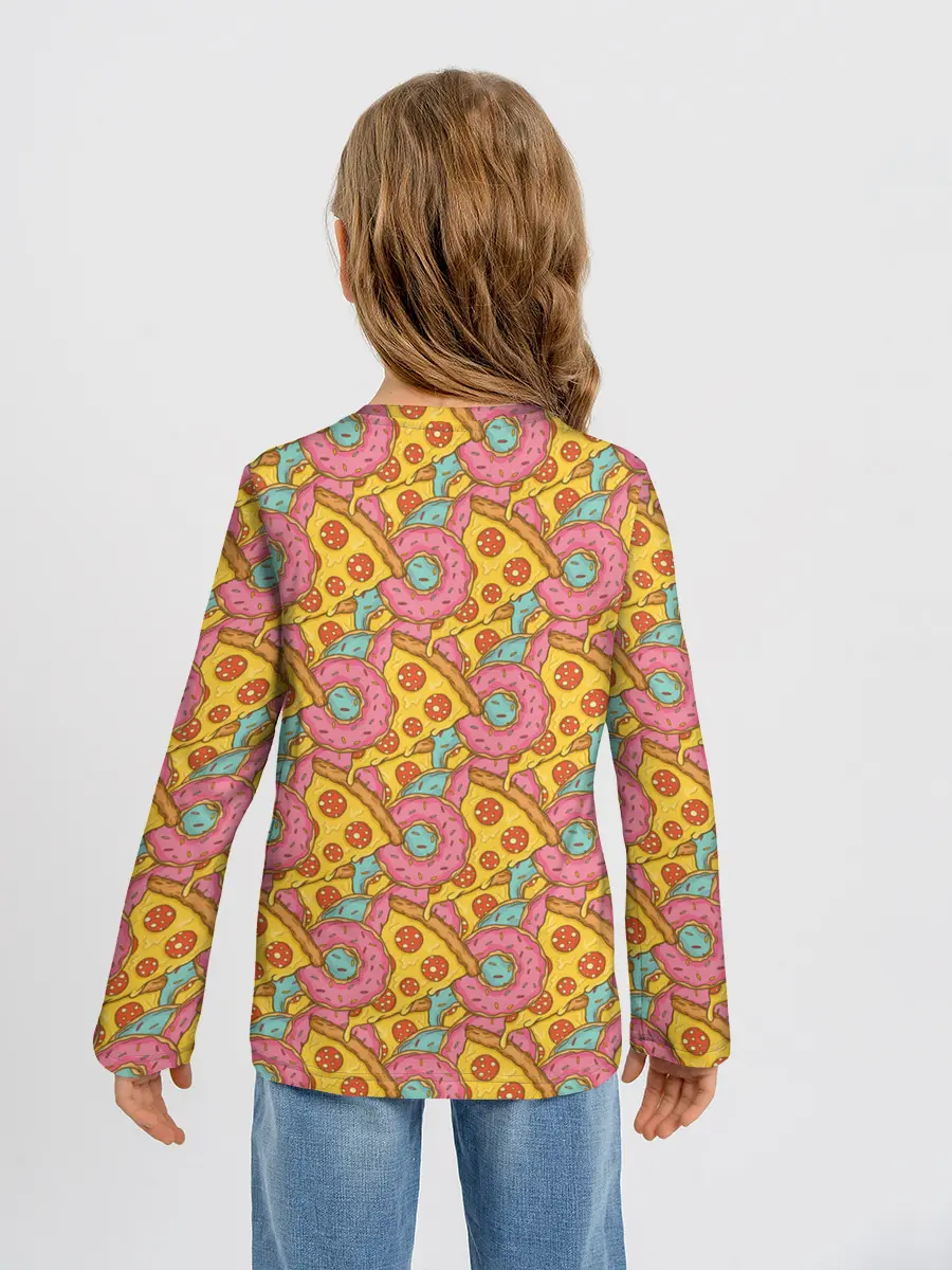 Детский лонгслив / Пицца и пончики
