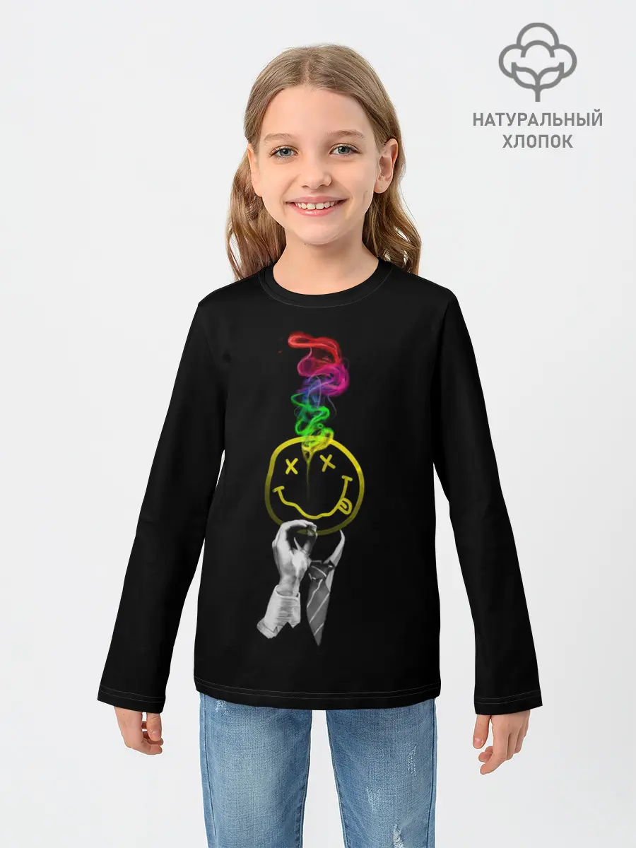 Детский лонгслив / Нирвана смайл