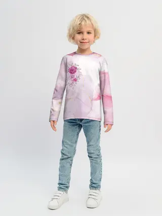 Детский лонгслив / Цветы роспись акварелью