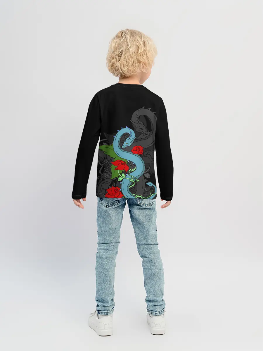 Детский лонгслив / Дракон и Розы
