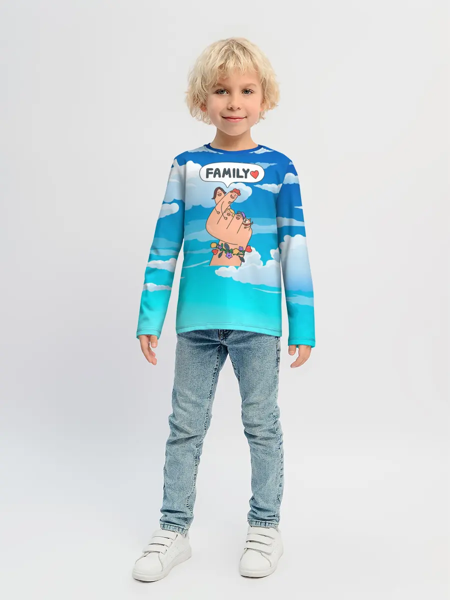 Детский лонгслив / Семья это мир и любовь