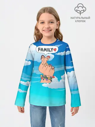 Детский лонгслив / Семья это мир и любовь