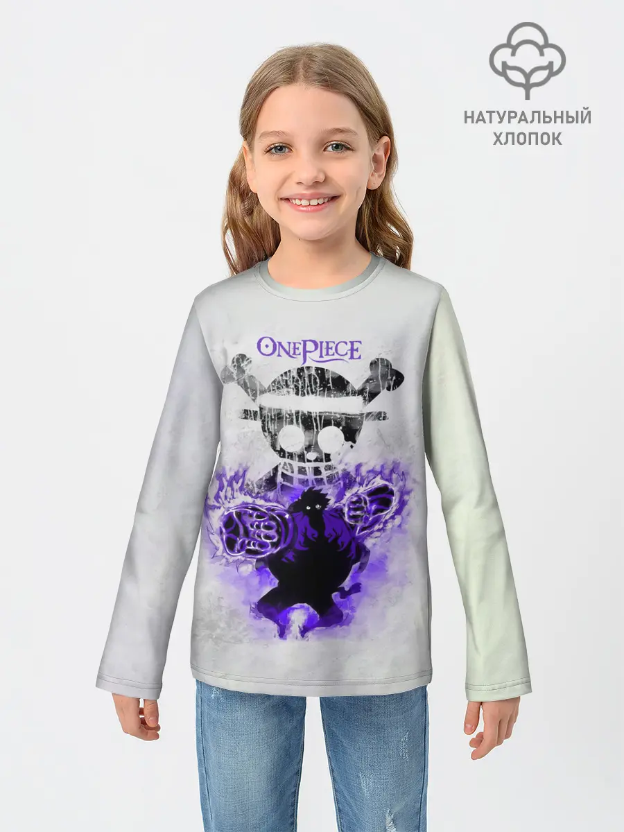 Детский лонгслив / Пламенный резиновый Луффи | One Piece