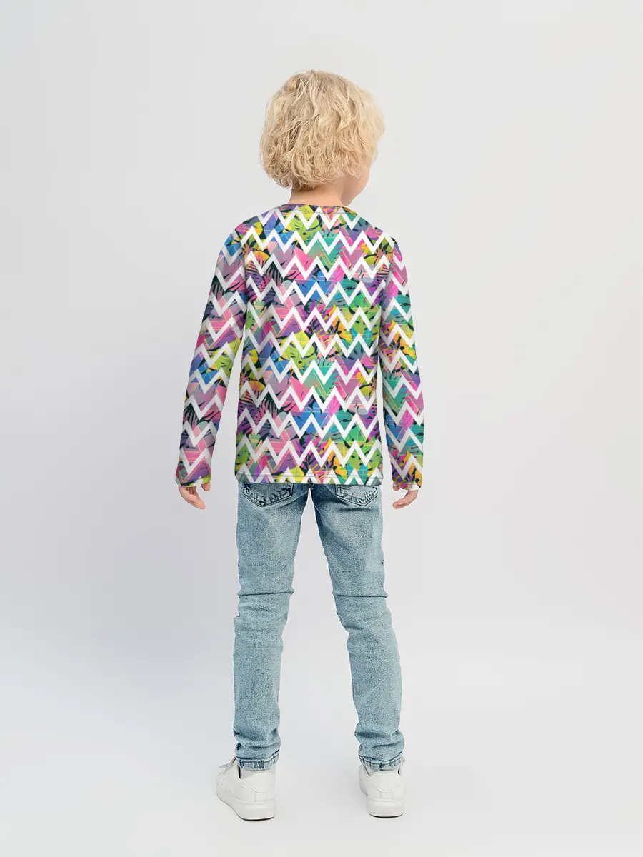 Детский лонгслив / Кривая линия и цветы