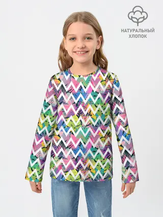 Детский лонгслив / Кривая линия и цветы