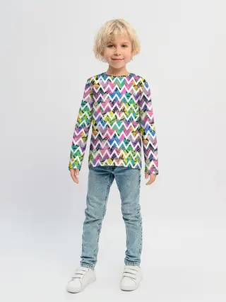 Детский лонгслив / Кривая линия и цветы