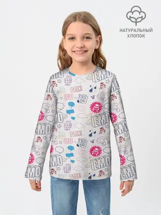 Детский лонгслив / Граффити-школьная тетрадь