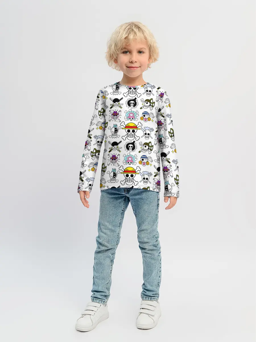Детский лонгслив / Веселые Роджеры пиратов Соломенной Шляпы