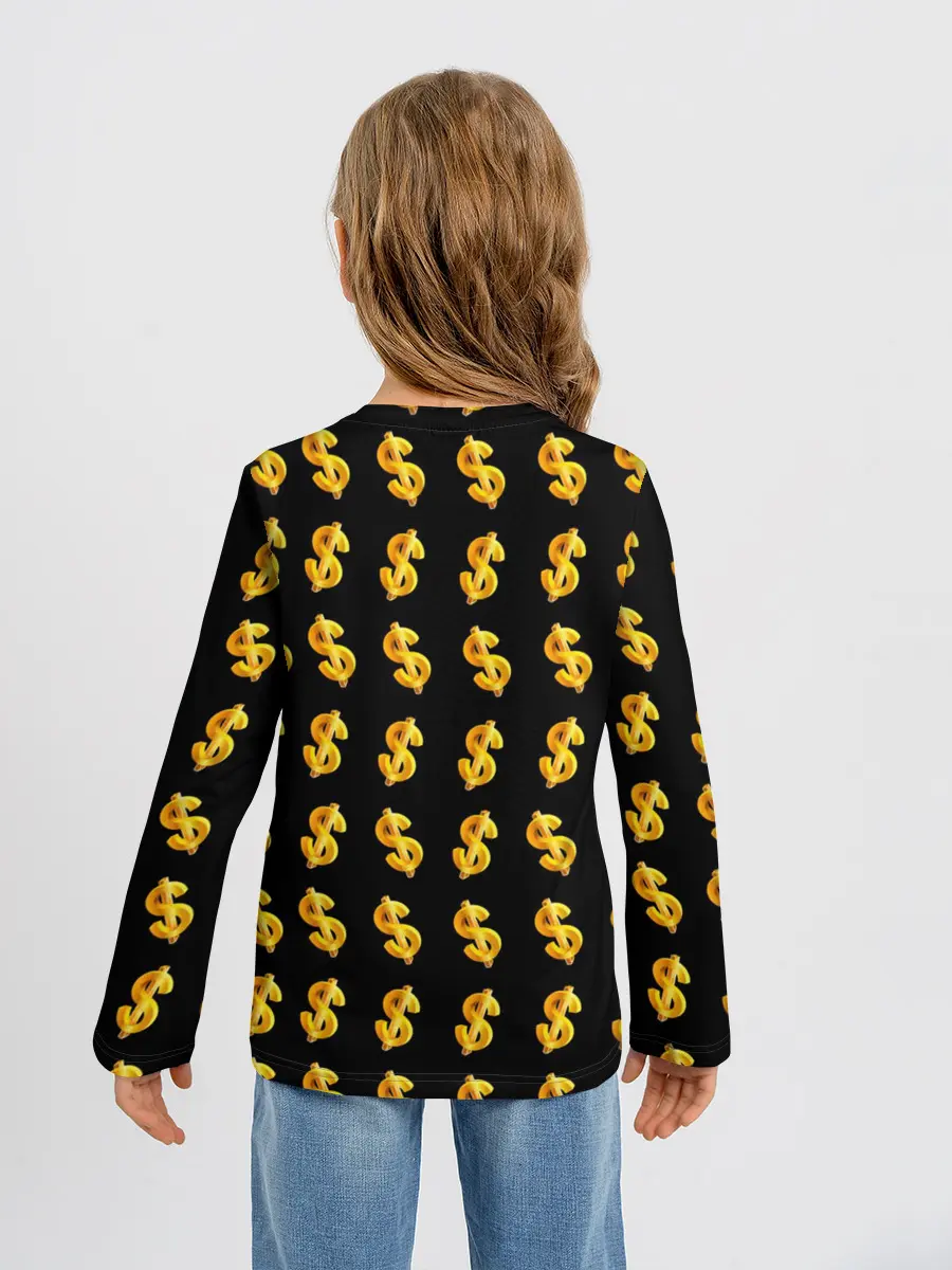 Детский лонгслив / Доллар золотой