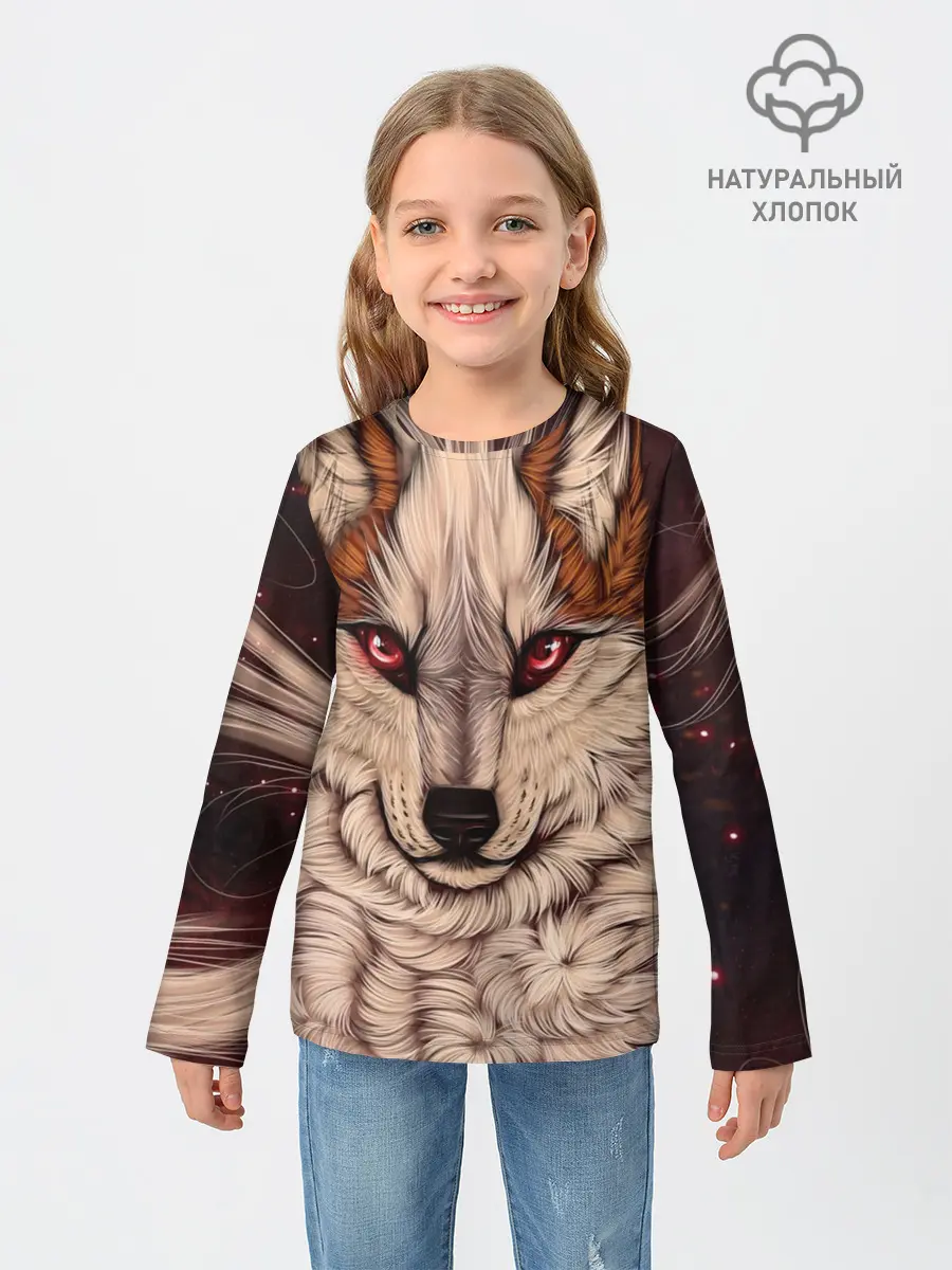 Детский лонгслив / Красивая Волчица
