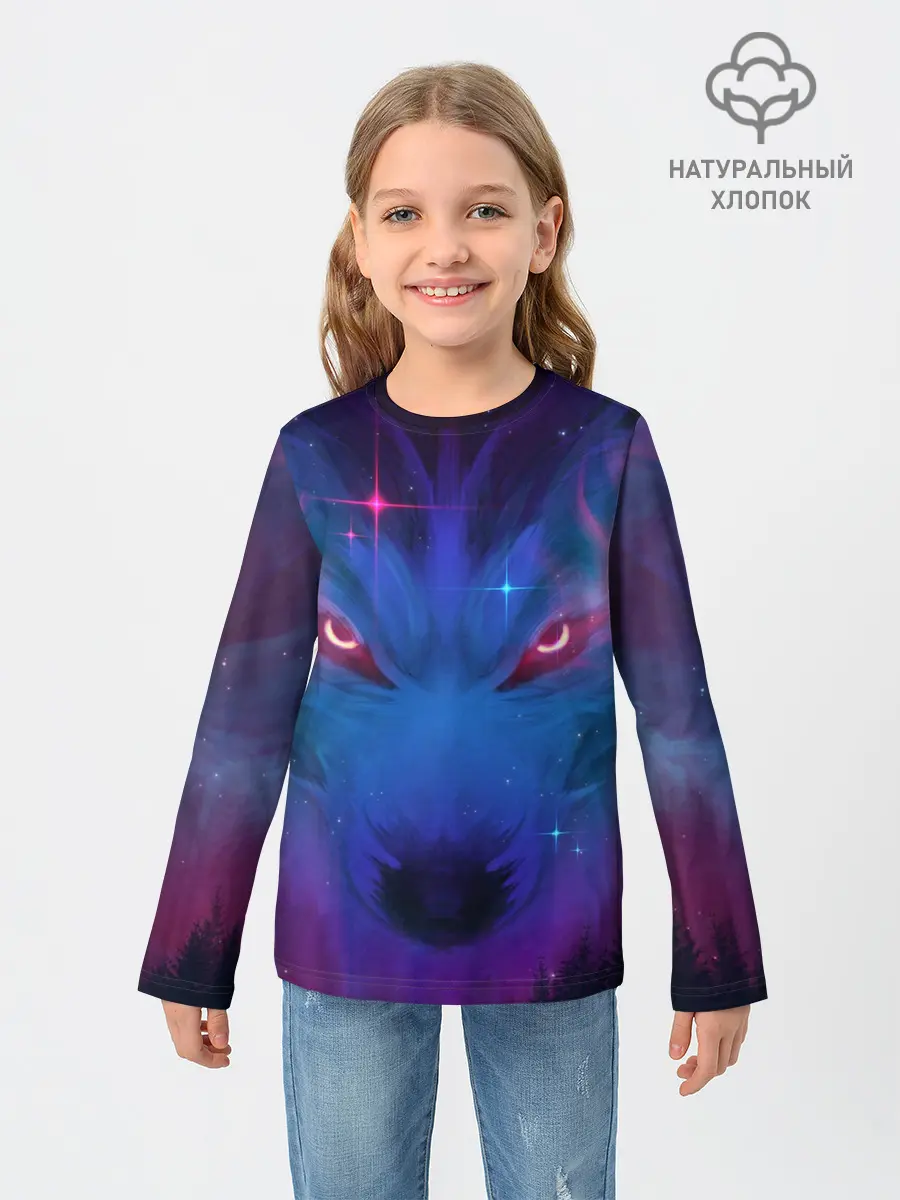 Детский лонгслив / Космо Волк