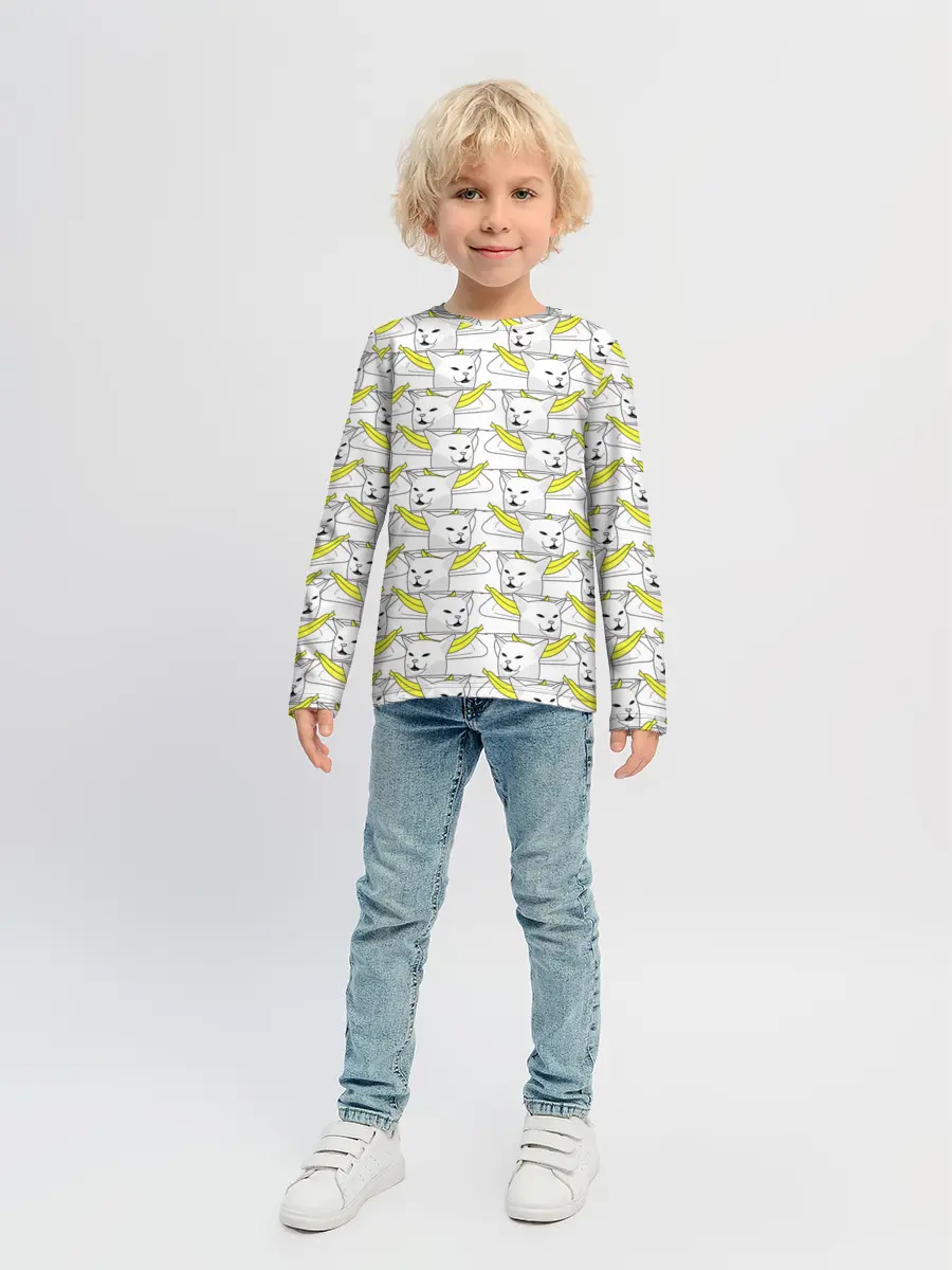 Детский лонгслив / Кот с бананом