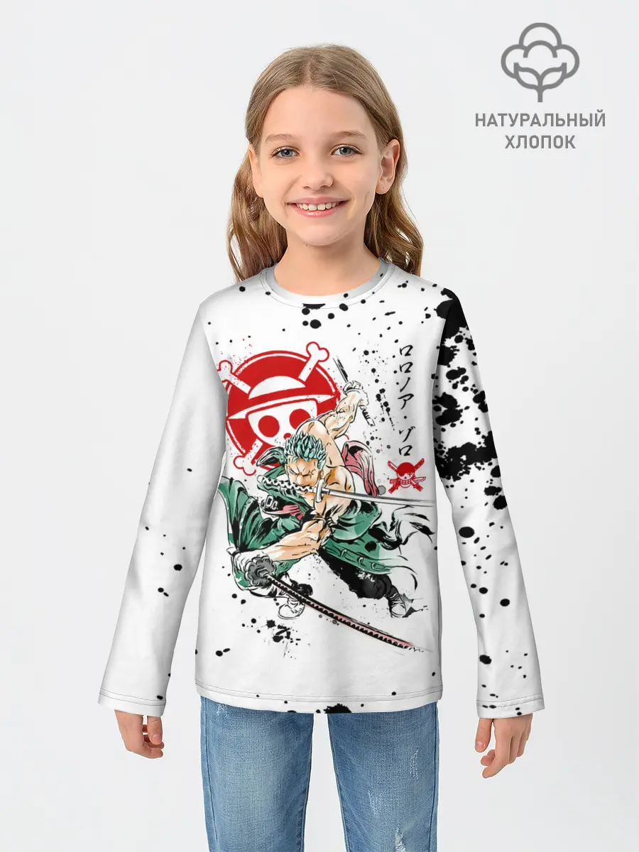 Детский лонгслив / Ророноа Зоро пират Соломенной Шляпы