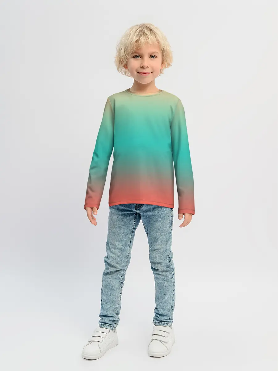 Детский лонгслив / Красно-бирюзовый градиент