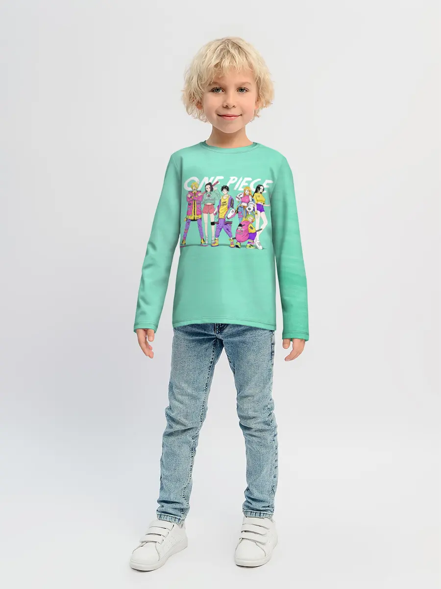 Детский лонгслив / Пираты One Piece на стиле