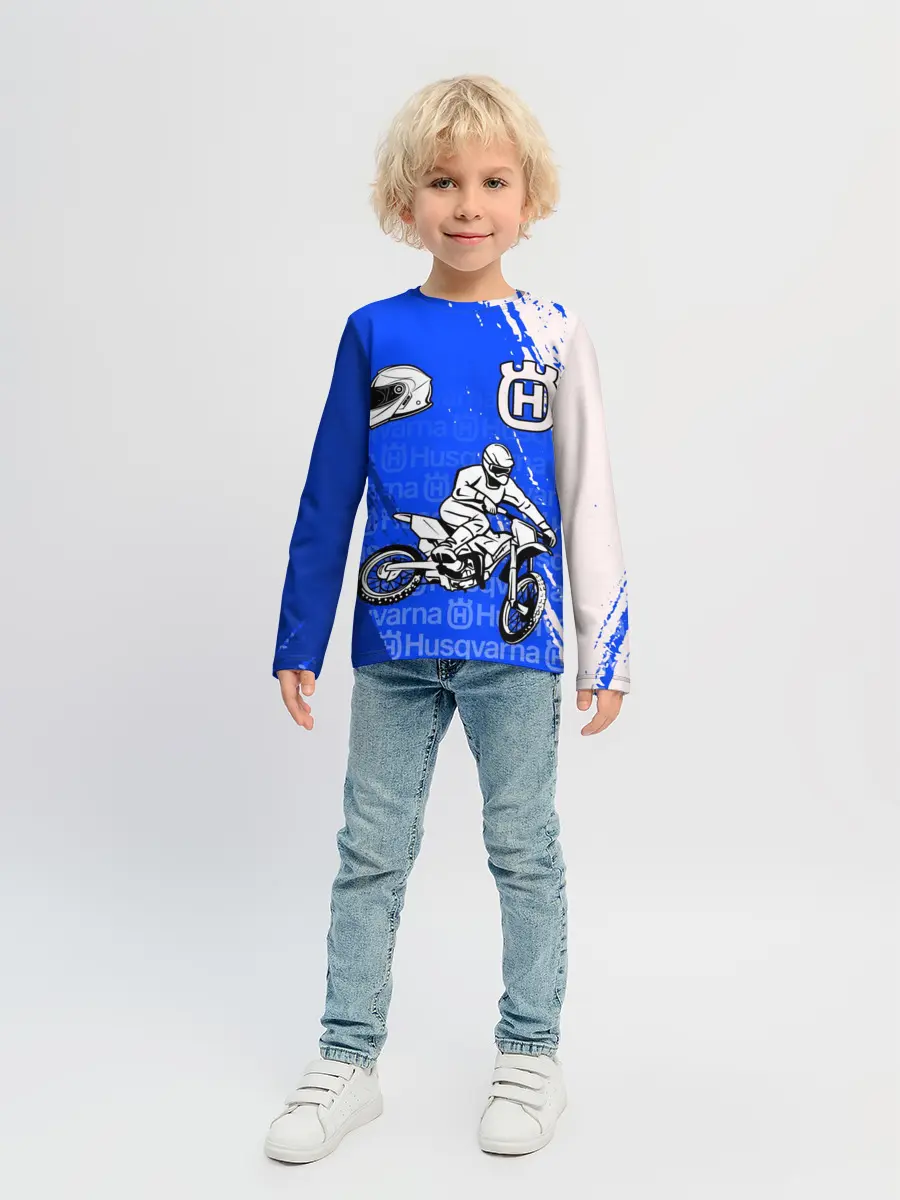 Детский лонгслив / HUSQVARNA / ХУСКВАРНА / BLUE