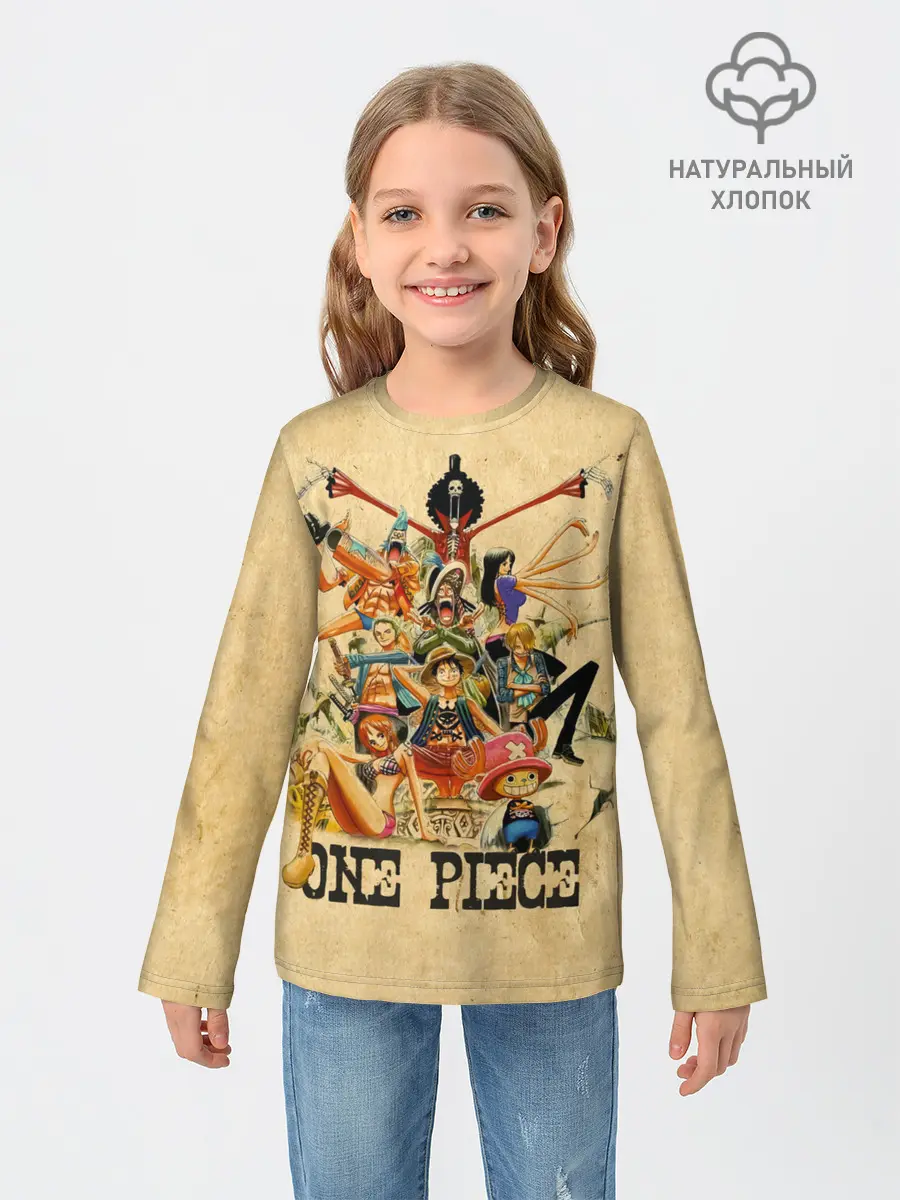 Детский лонгслив / One Piece пираты Соломенной Шляпы