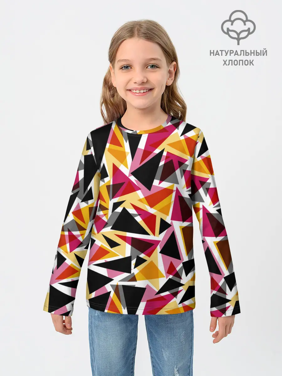Детский лонгслив / Разноцветные треугольники