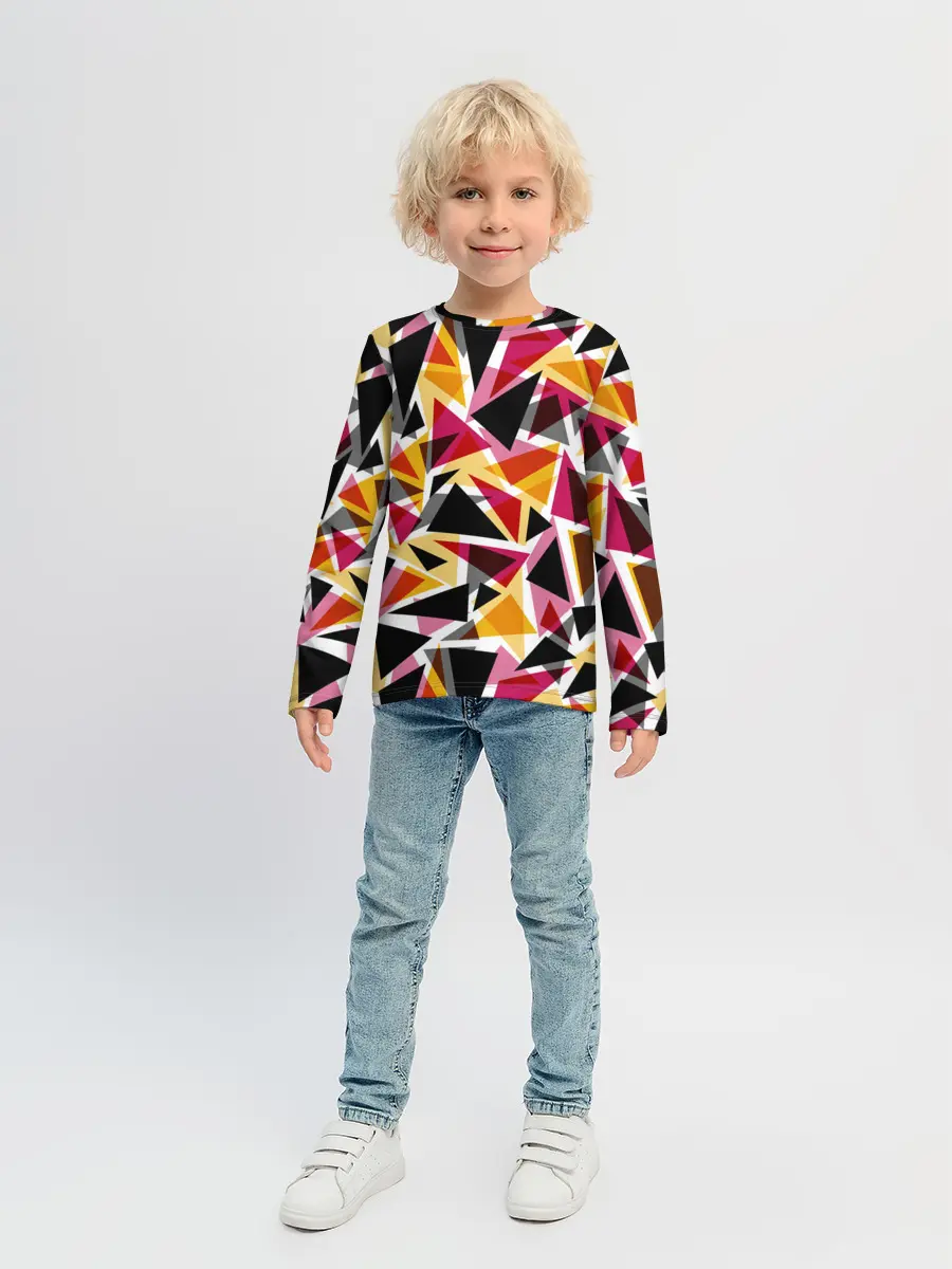 Детский лонгслив / Разноцветные треугольники