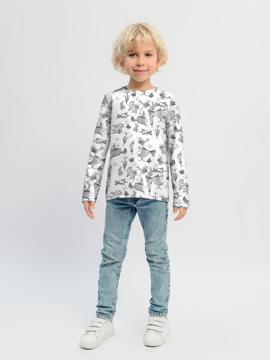 Детский лонгслив / Рисованные сказочные рыбки