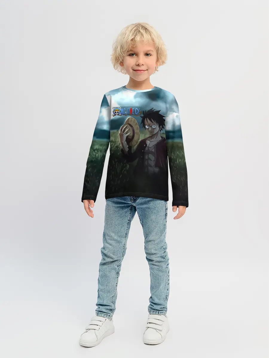 Детский лонгслив / Луффи в поле. One Piece