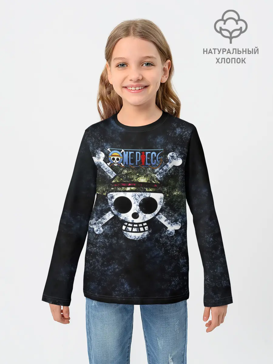 Детский лонгслив / Веселый Роджер One Piece. Большой куш