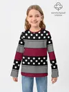 Детский лонгслив / Бордово-черный узор полосатый
