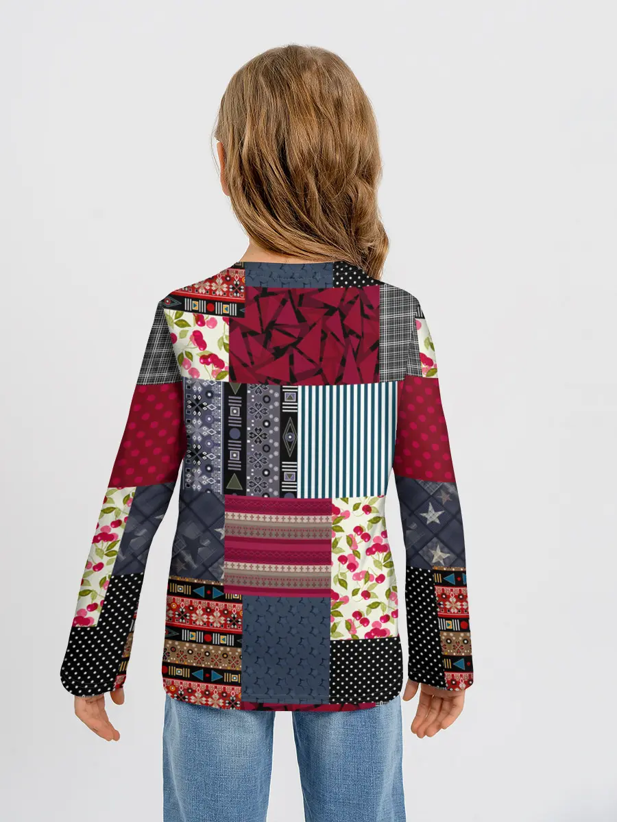 Детский лонгслив / Деревенский стиль. Пэчворк.