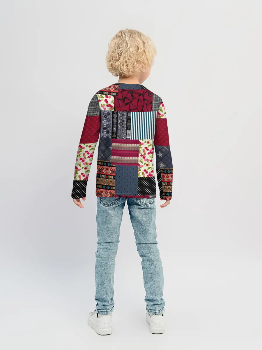 Детский лонгслив / Деревенский стиль. Пэчворк.