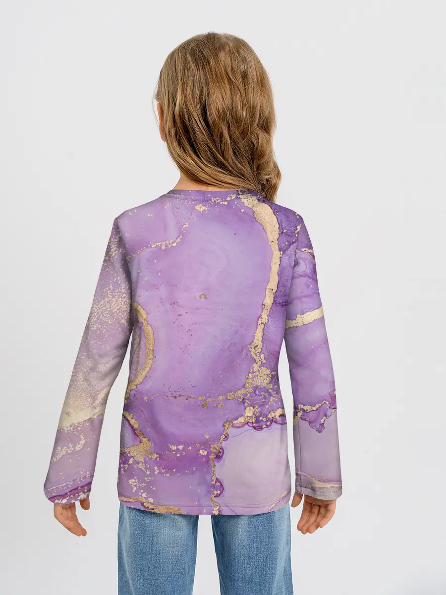 Детский лонгслив / Сиреневые разводы краски