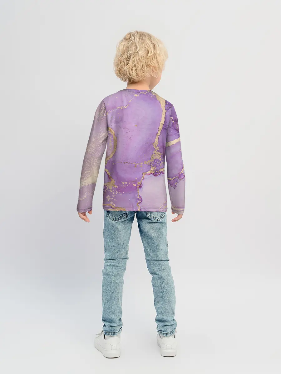 Детский лонгслив / Сиреневые разводы краски