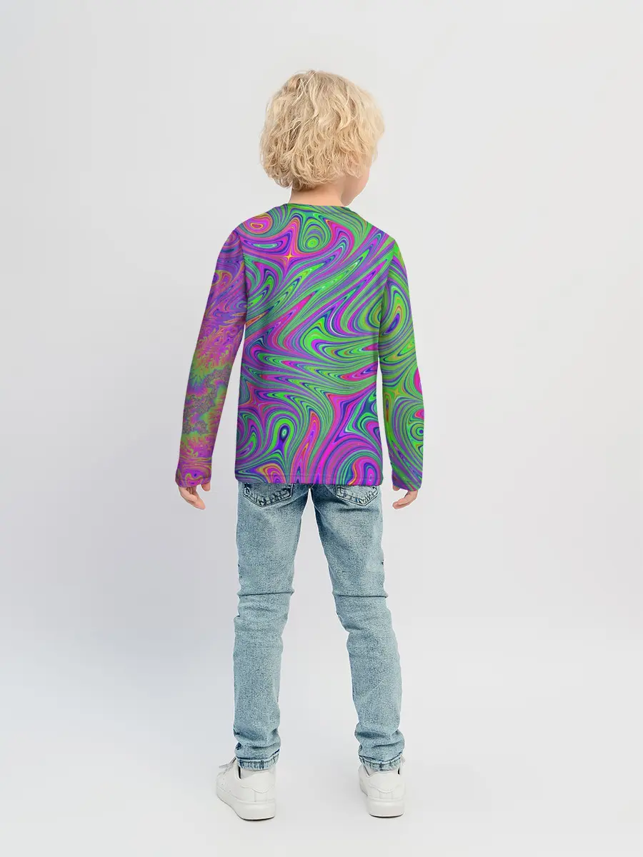 Детский лонгслив / Неоновый абстрактный узор