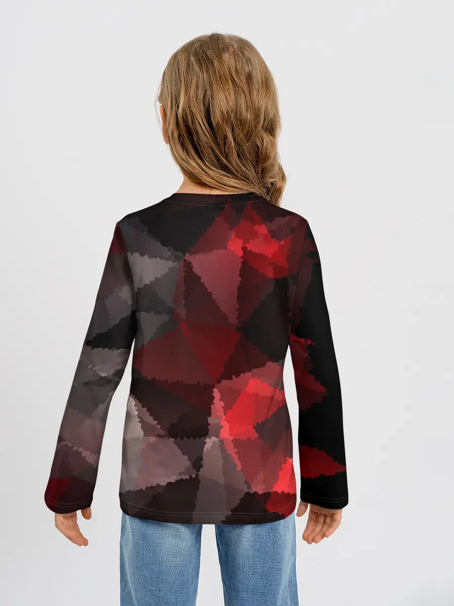 Детский лонгслив / Серо-красная абстракция