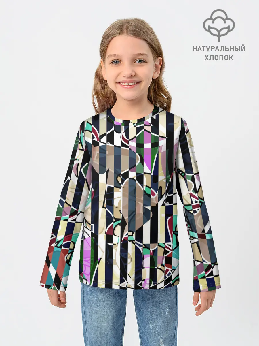 Детский лонгслив / Полосатый абстрактный узор