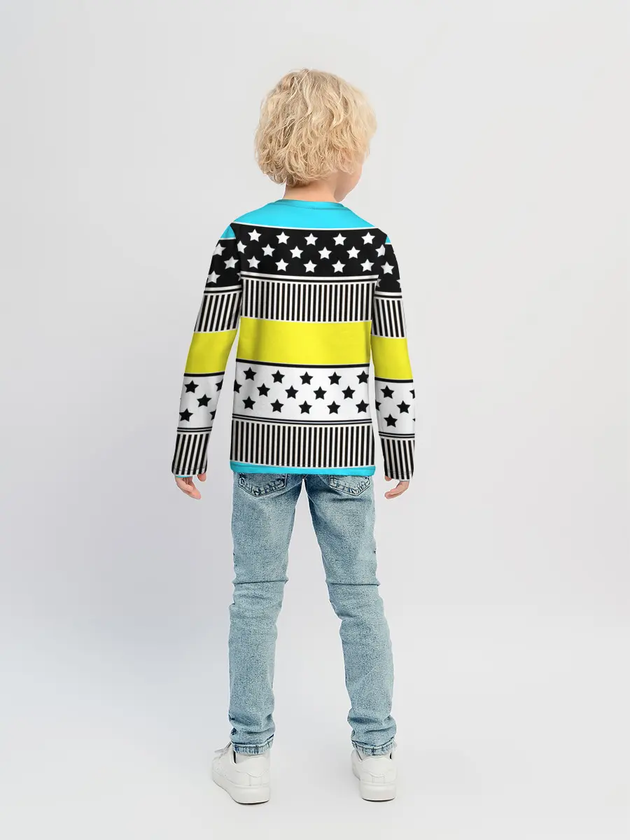 Детский лонгслив / Неоновый яркий полосатый узор