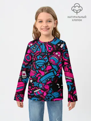 Детский лонгслив / Мультяшные кислотные картинки
