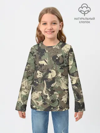 Детский лонгслив / Камуфляж с костями