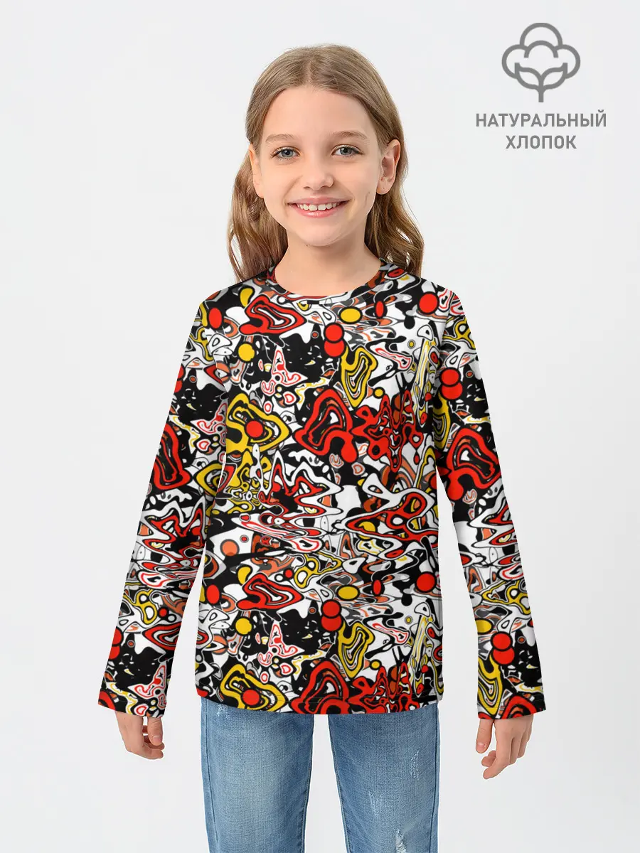 Детский лонгслив / Абстрактный разноцветный узор