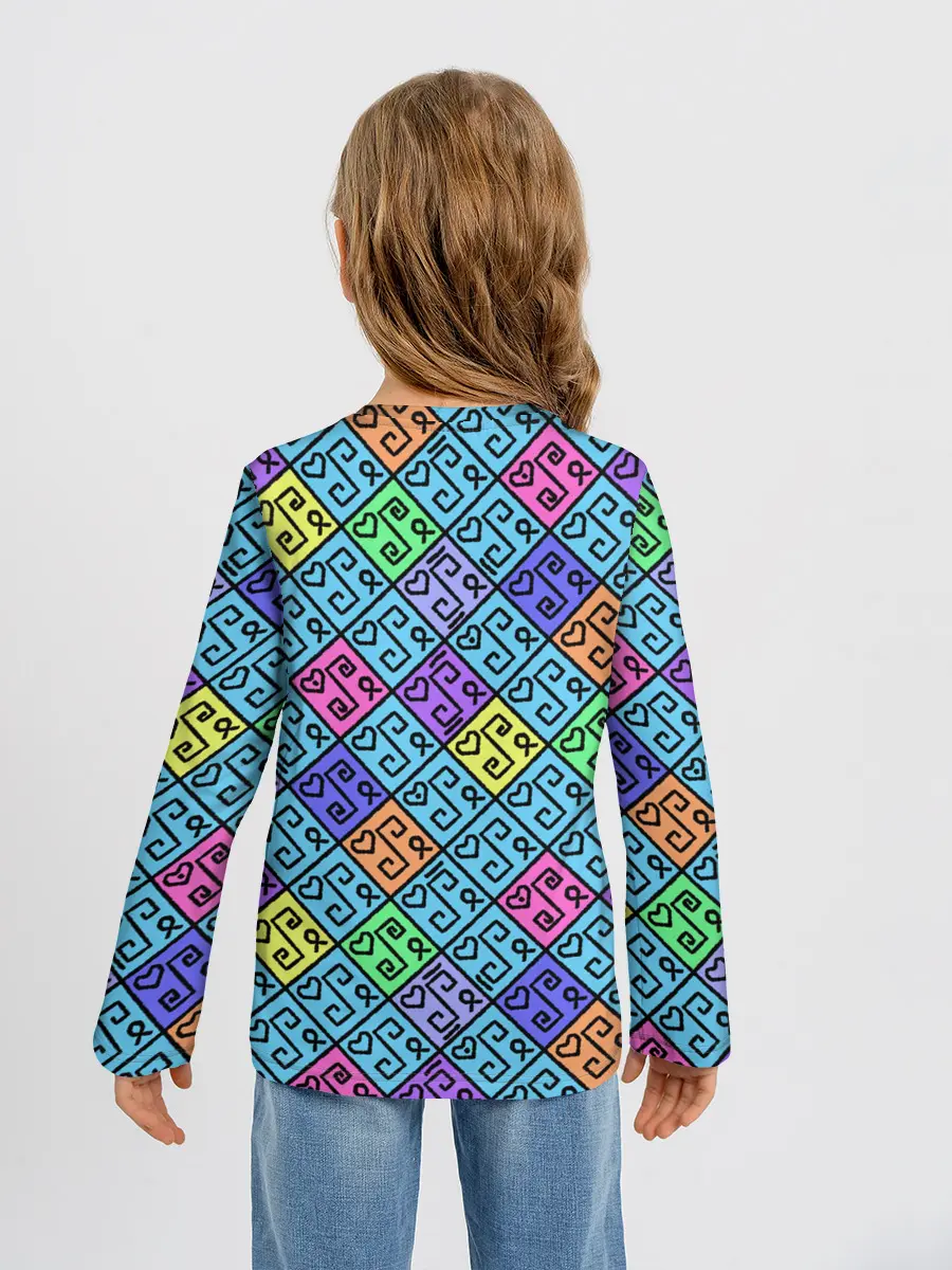 Детский лонгслив / Неоновый яркий абстрактный узо