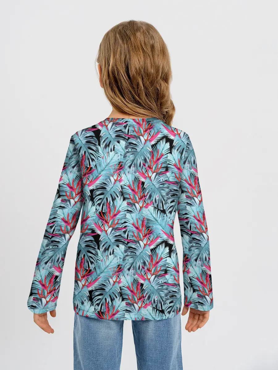 Детский лонгслив / Розово-голубой тропический