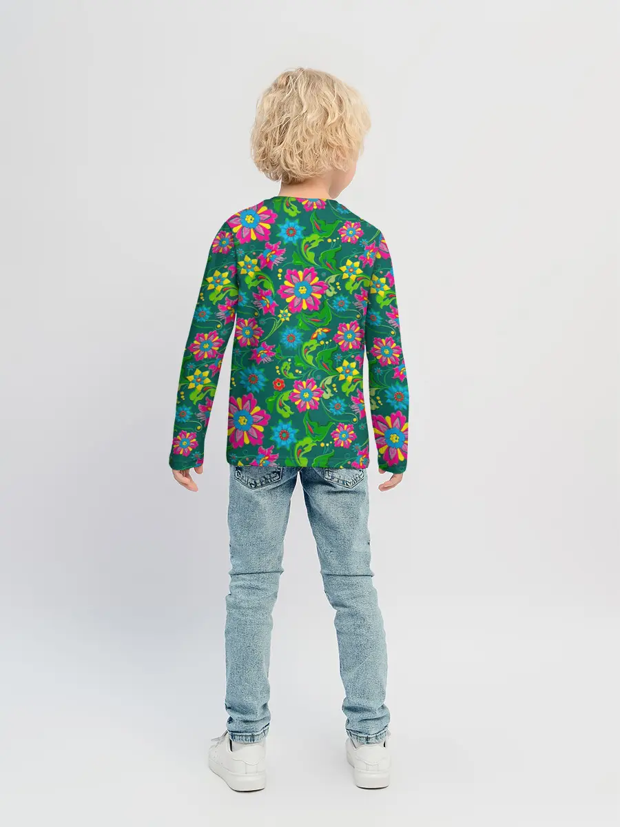 Детский лонгслив / Поле разноцветных цветков