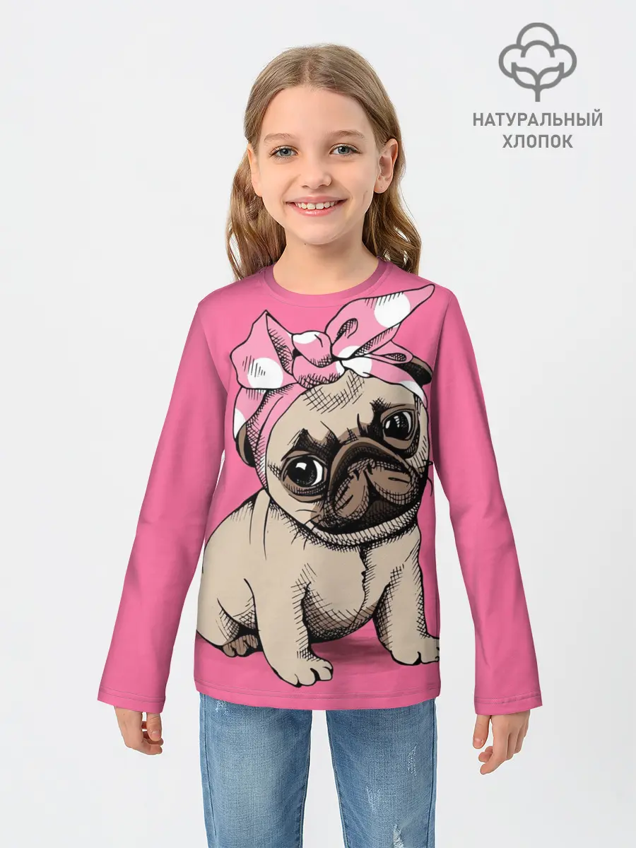 Детский лонгслив / Мопс | собака