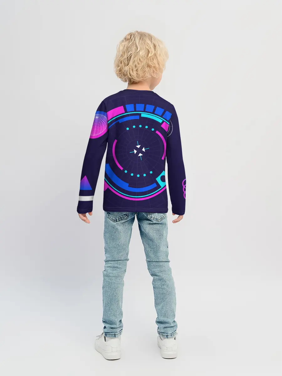 Детский лонгслив / Розовый Синий Киберпанк