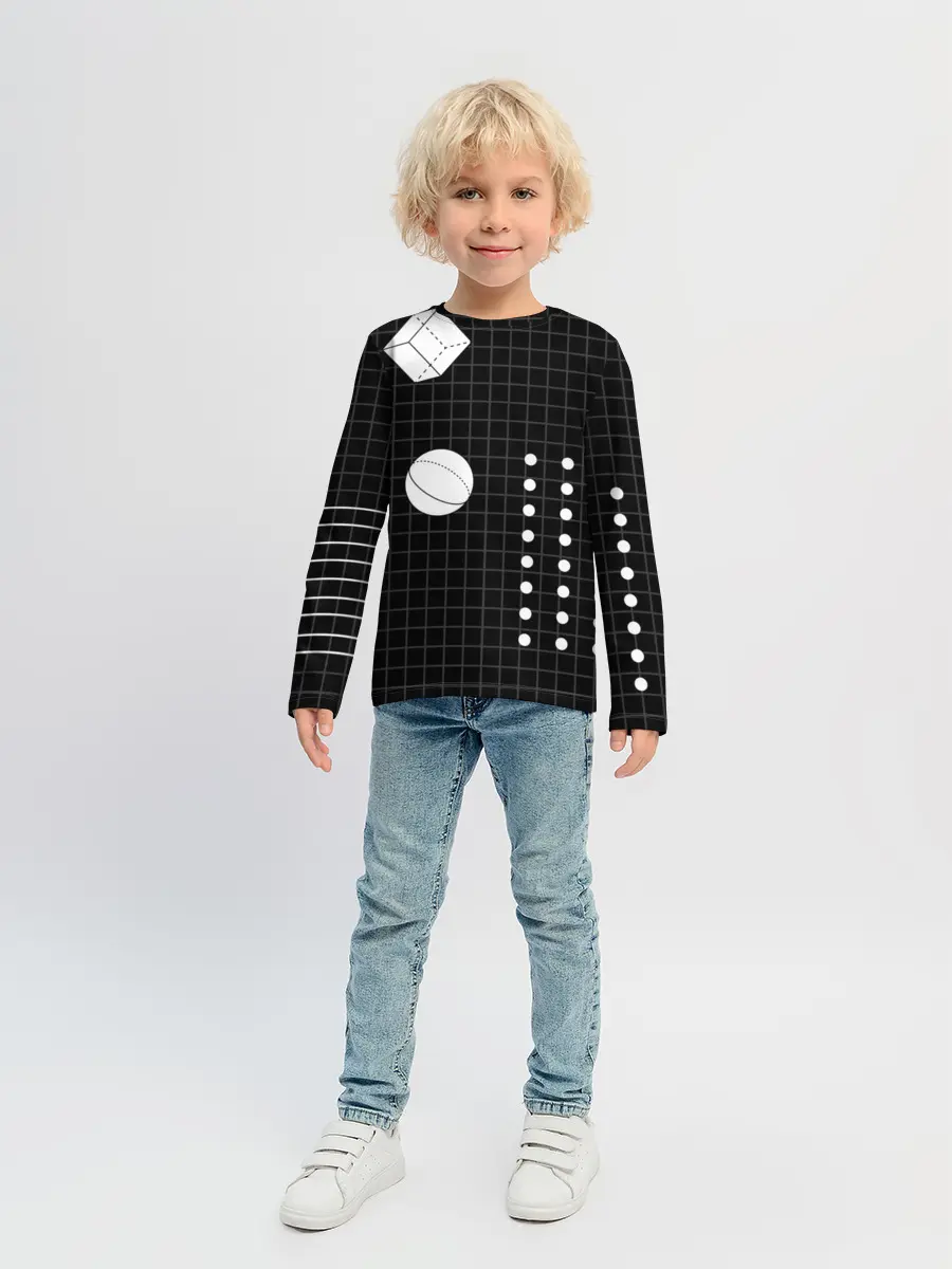 Детский лонгслив / Черно-белые фигуры 3D