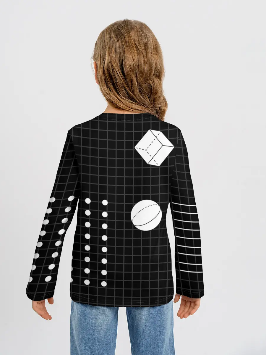 Детский лонгслив / Черно-белые фигуры 3D