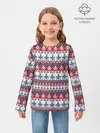 Детский лонгслив / Этнический красно-синий узор
