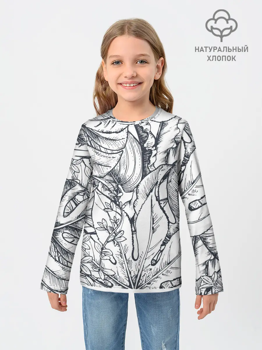 Детский лонгслив / Тропические листья